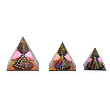 3er Set - Ägyptischer Kristallglass Pyramid in 3D, Regenbogen