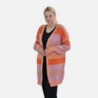 AMSY - Gestreifter Cardigan, Orange und Lila, Einheitsgröße image number 3