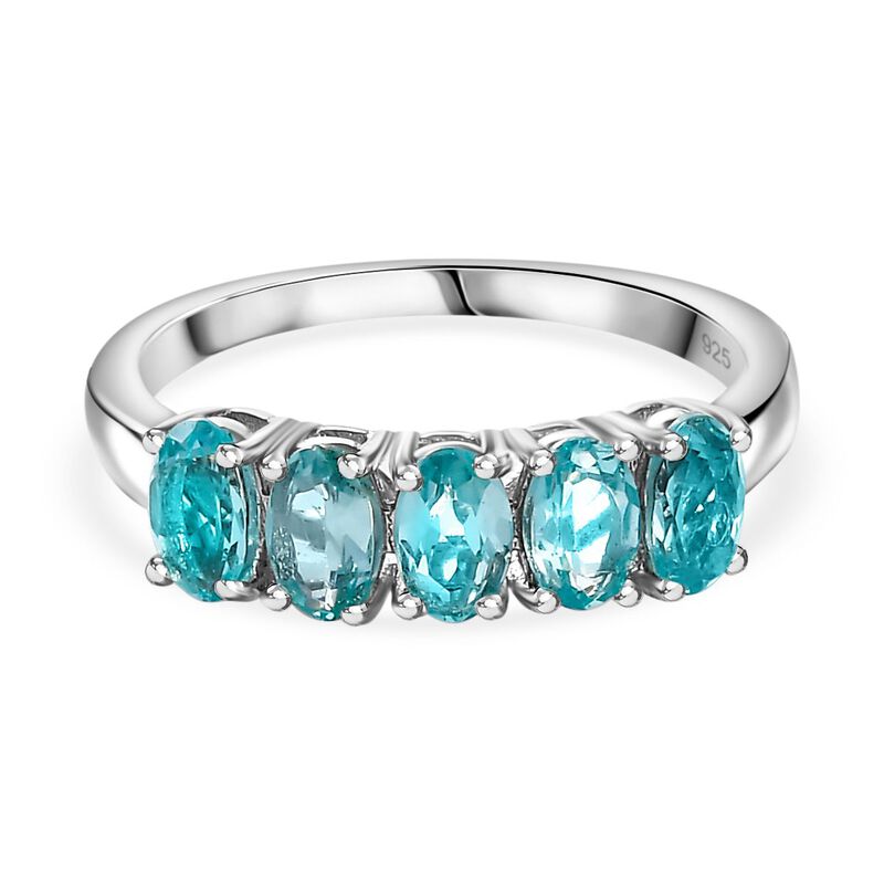 Paraiba-Apatit Ring 925 Silber platiniert (Größe 17.00) ca. 1,14 ct image number 0