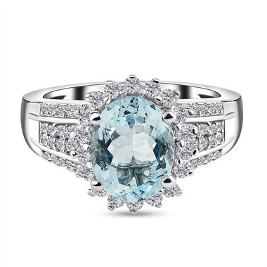 Espirito Santo Aquamarin und weißer Zirkon-Ring - 2,15 ct.