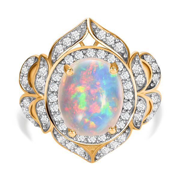 Natürlicher, äthiopischer Welo Opal und Zirkon-Ring - 4,61 ct. image number 0