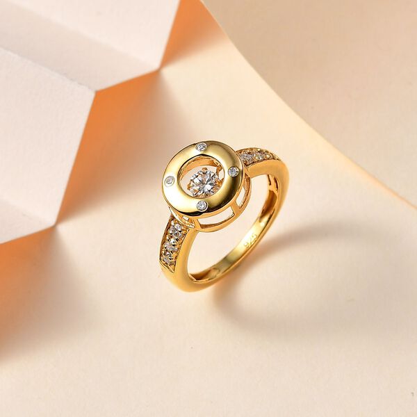 Tanzender Moissanit-Ring, 925 Silber 750 Gelbgold Vermeil - 0,48 ct. image number 1