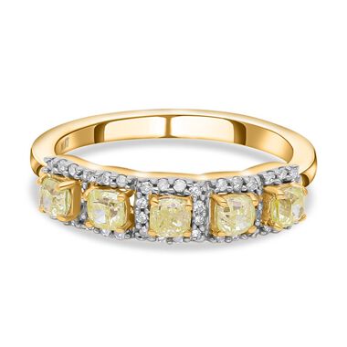 Natürlicher gelber und weißer Diamant-Ring, P1 SGL zertifiziert, 585 Gelbgold (Größe 17.00) ca. 1.00 ct