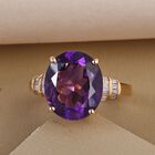 Afrikanischer Amethyst und weißer Diamant-Ring, 925 Silber vergoldet (Größe 18.00) ca. 7.19 ct image number 1