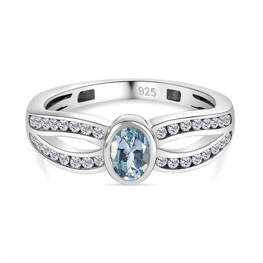 Espirito Santo Aquamarin Ring, 925 Silber platiniert, ca. 1,04 ct