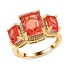 Padparadscha Quarz Triplette Ring 925 Silber 750 Gelbgold Vermeil (Größe 17.00) ca. 5,83 ct image number 3