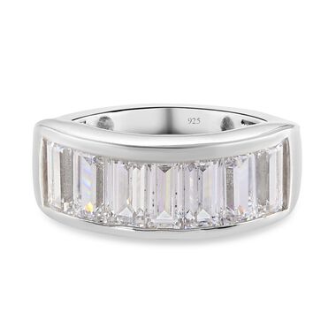 LUSTRO STELLA Hergestellt mit ZIRKONIA Half Eternity Ring 925 Silber Platin-Überzug