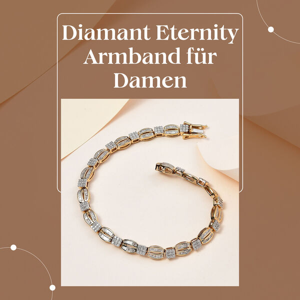 Diamant Armband, 19cm, 925 Silber Gelbgold Vermeil - 1,50 ct. image number 1