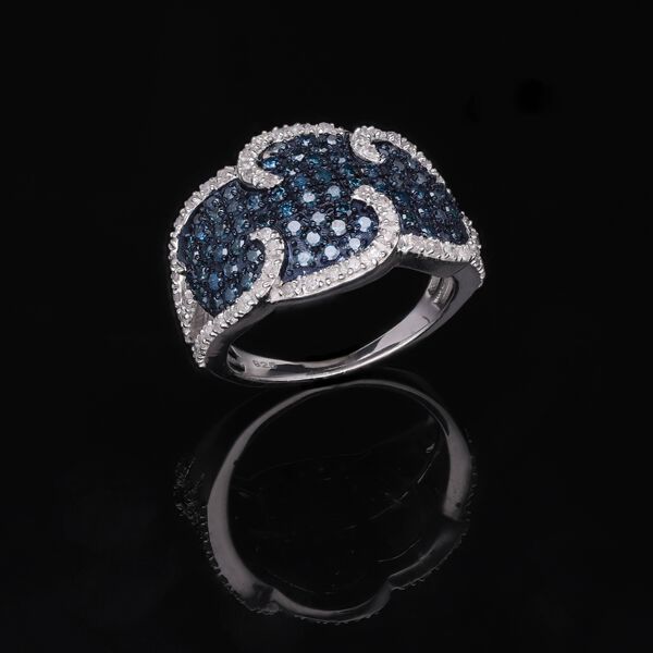 Blauer Diamant Ring, 925 Silber platiniert (Größe 18.00) ca. 1.00 ct image number 1