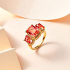 Padparadscha Quarz Triplette Ring 925 Silber 750 Gelbgold Vermeil (Größe 17.00) ca. 5,83 ct image number 1