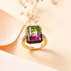 Wassermelonen Quarz Triplett und Multi-Edelstein-Ring - 8,91 ct. image number 1