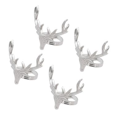 4er Set Rentier Serviettenhalter, 8x6,5cm, silber