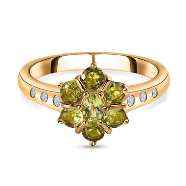 Natürlicher AA Calabar-Turmalin Ring, 925 Silber Gelbgold Vermeil, (Größe 18.00) ca. 1.02 ct