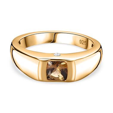 AA Natürlicher goldener Tansanit und Moissanit-Ring - 0,66 ct.