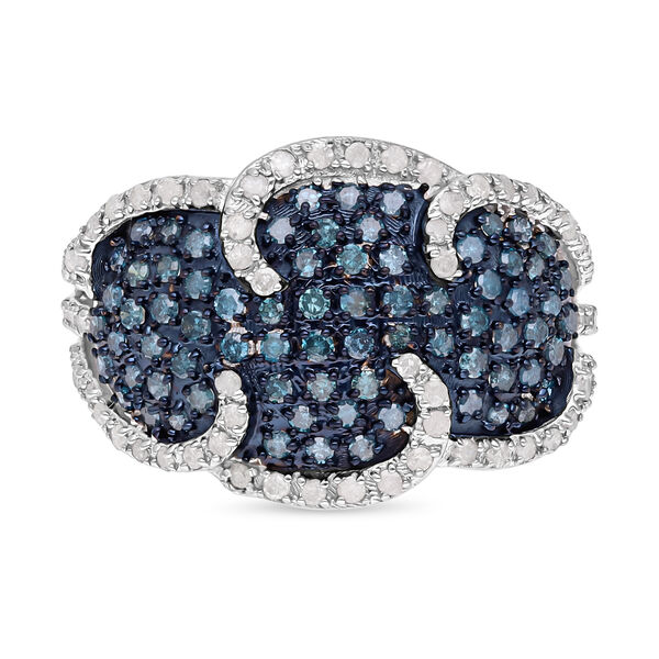 Blauer Diamant Ring, 925 Silber platiniert (Größe 18.00) ca. 1.00 ct image number 0