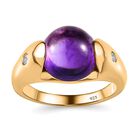 AA Afrikanischer Amethyst, weißer Zirkon Ring, 925 Silber Gelbgold Vermeil (Größe 17.00) ca. 3.99 ct image number 3