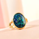 Mosaik-Opal Solitär-Ring, 925 Silber Gelbgold Vermeil, 5,43 ct. image number 1