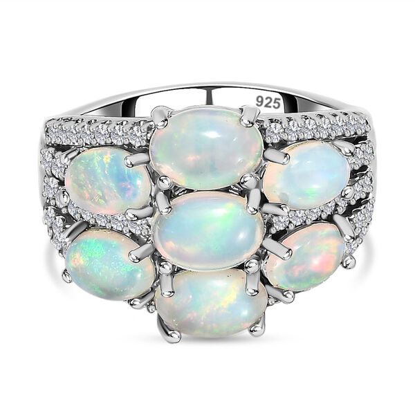 Natürlicher, äthiopischer Welo Opal Ring, 925 Silber platiniert (Größe 20.00) ca. 3.44 ct image number 0