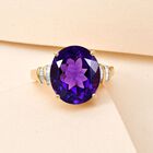 Afrikanischer Amethyst und weißer Diamant-Ring, 925 Silber vergoldet (Größe 17.00) ca. 7.12 ct image number 1