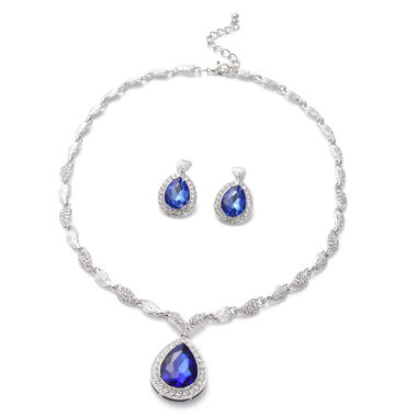 Simuliertes, blaues und weißes Kristall-Schmuckset - 55,29 ct.