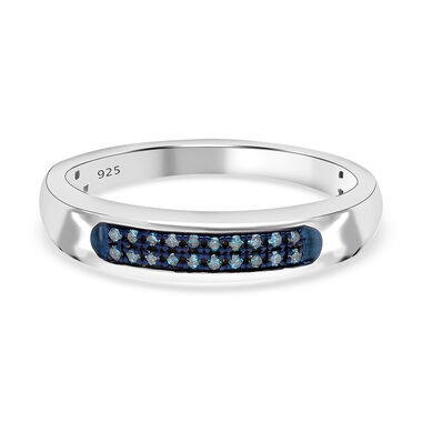 Blauer Diamant Ring, 925 Silber platiniert (Größe 20.00) ca. 0.10 ct