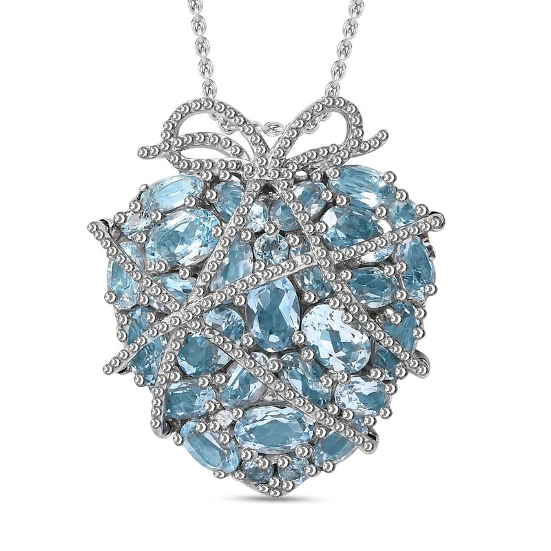 GP Amore Kollektion- Himmelblauer Topas, Zirkon und blauer Saphir-Anhänger mit 45cm Kette- 8,97 ct. image number 0