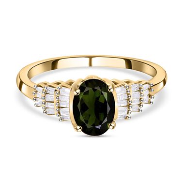 Natürlicher Chrom Turmalin und weißer Diamant-Ring - 0,95 ct.