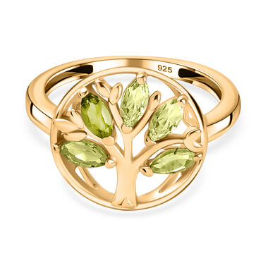 Natürlicher Peridot Ring, 925 Silber Gelbgold Vermeil (Größe 17.00) ca. 0.77 ct