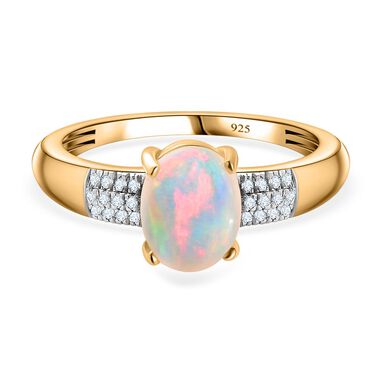 AA natürlicher, äthiopischer Welo Opal und Diamant-Ring - 1,30 ct.