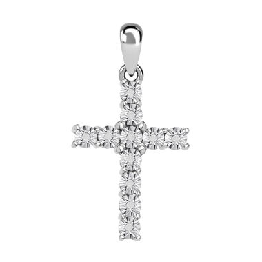 Weißer Diamant P Kreuz-Anhänger, ca. 0.05 ct