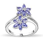 Tansanit Blumen-Ring, 925 Silber platiniert  ca. 1,05 ct image number 3