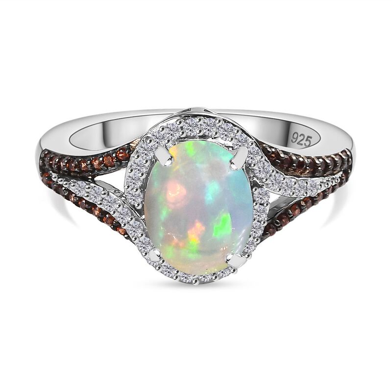 AA Natürlicher, äthiopischer Welo Opal, Champagner und weißer Zirkon-Ring - 2,27 ct. image number 0