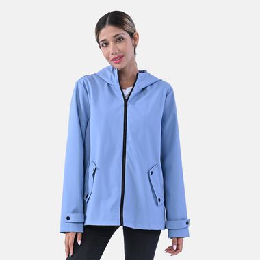 LA MAREY - Luxus Allround Jacke mit Kapuze, Größe M, Blau
