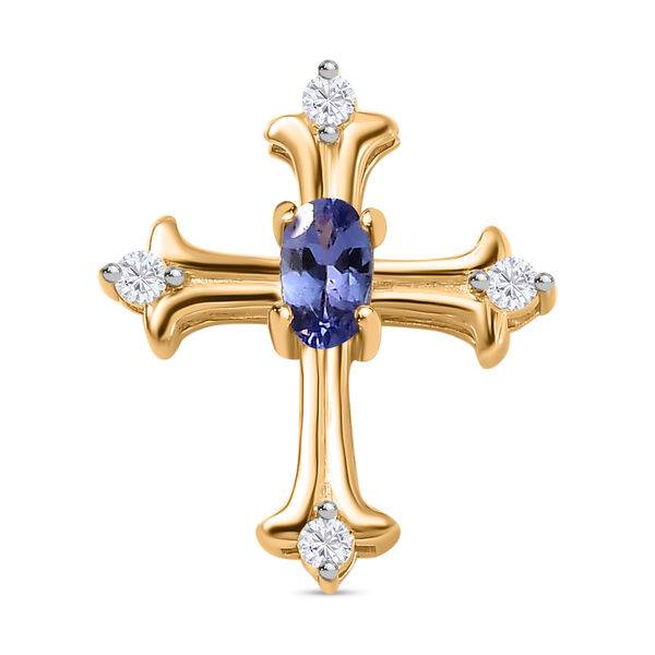 AA Tansanit und Moissanit Kreuz-Anhänger, ca. 0,37 ct. image number 0