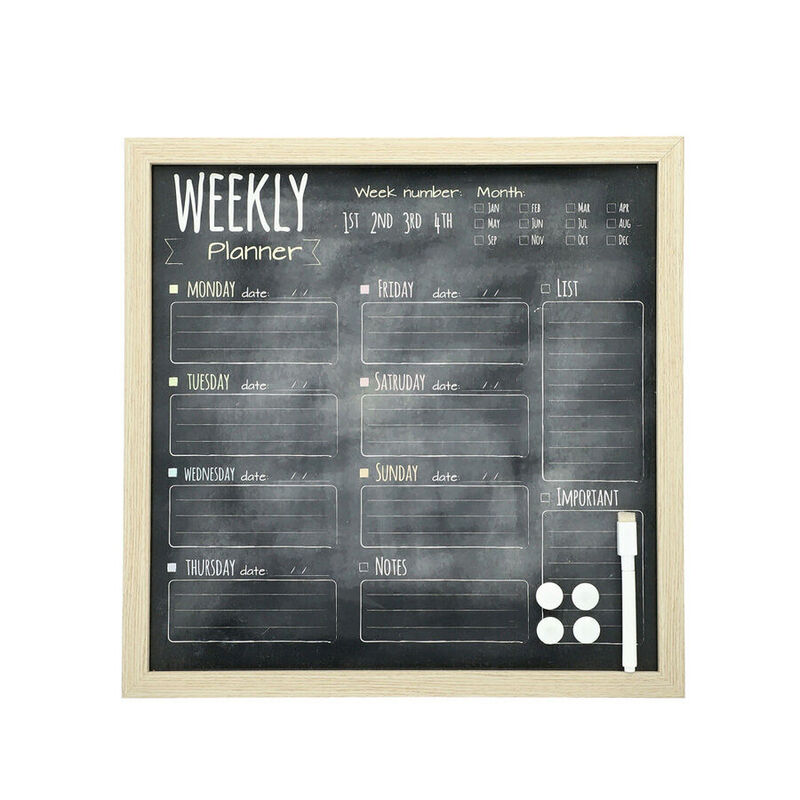 Wochenplaner-Tafel mit magnetischem Marker, inklusive 4 Magneten und übersichtlichem Layout, schwarz image number 0