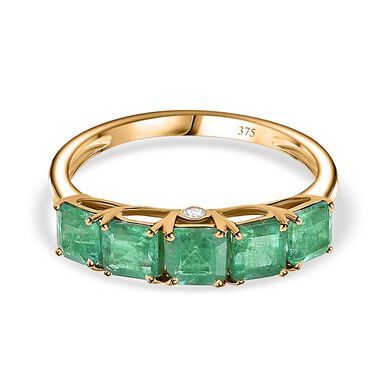 AAA Smaragd und Diamant Ring in 375 Gold - 1,70 ct.