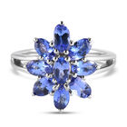 AAA Tansanit Blumen-Ring, 925 Silber platiniert  ca. 2,30 ct image number 0