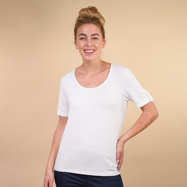 Kurzarmshirt für Damen, Weiß 