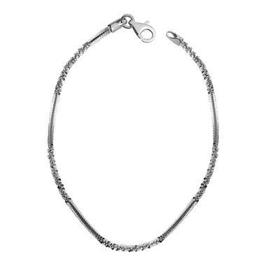 Diamantschliff Rockkette Armband 19cm in rhodiniertem Silber