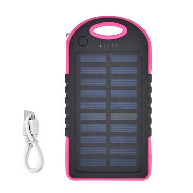 Solarbetriebene Powerbank mit USB Anschluss, Pink