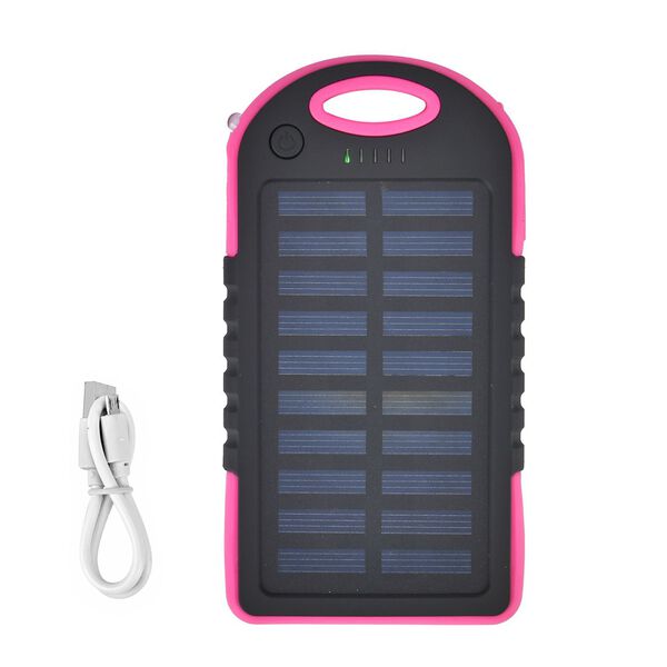 Solarbetriebene Powerbank mit USB Anschluss, Pink image number 0