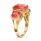 Padparadscha Quarz Triplette Ring 925 Silber 750 Gelbgold Vermeil (Größe 17.00) ca. 5,83 ct image number 4