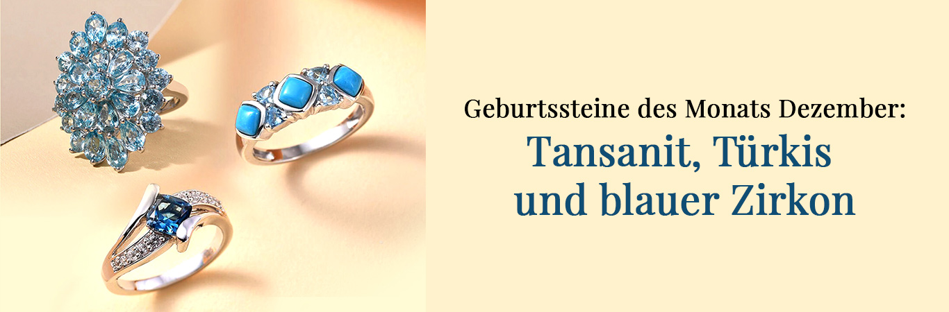 Geburtssteine des Monats Dezember: Tansanit, Türkis und Blauer Zirkon